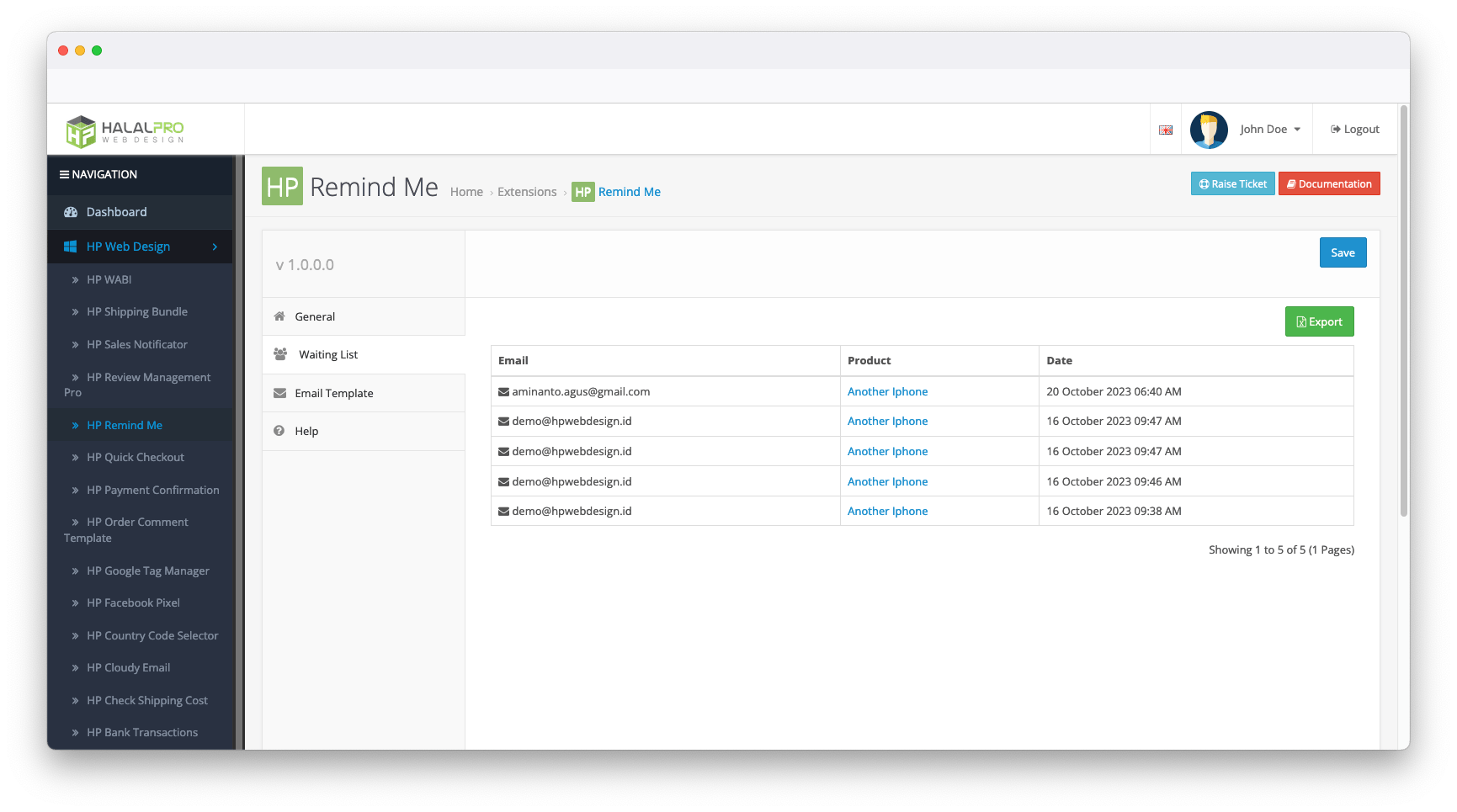 2. remind or notify me waiting list opencart